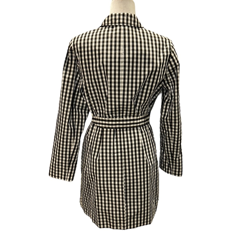 NWT Talbots Mac Black White Gingham Belted Weather Resistant Trench Coat - 6 - Picture 9 of 15